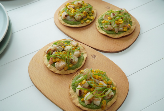 Sid’s Prawn and Corn Chaat tostada